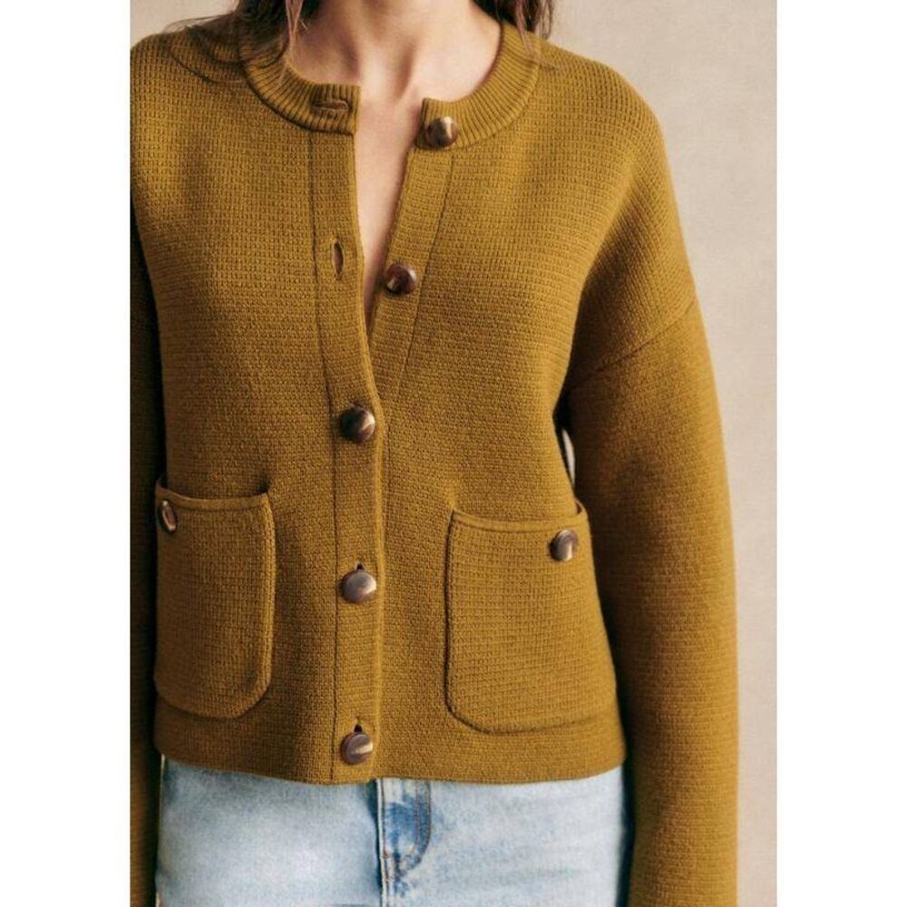 Sezane Valerio Jacket Olive Green Size XS - Picture 3 of 11